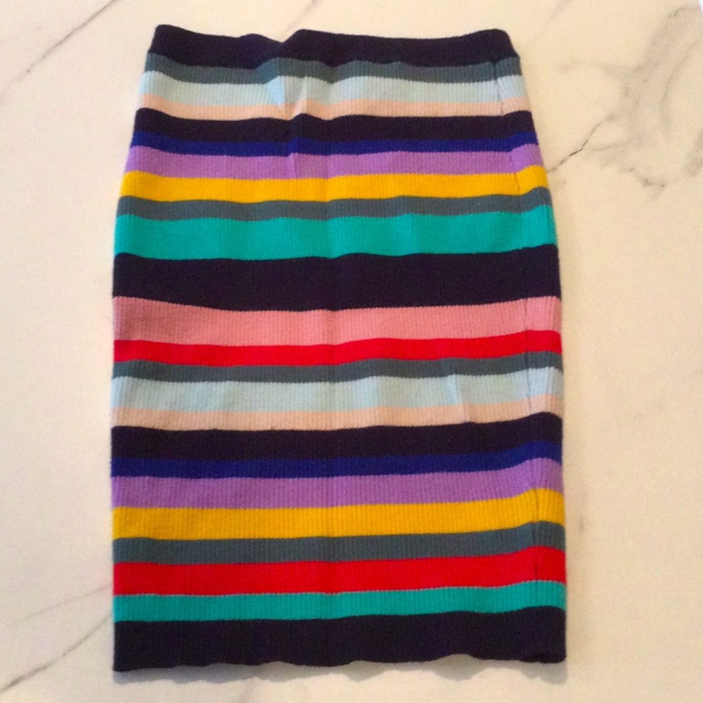 Ruby and Jenna Multicolor Striped Women's knit Skirt, small.